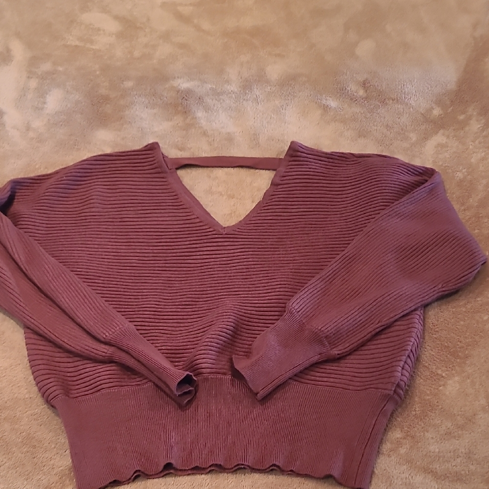 Hippie Rose Ribbed Knit Top in Rust